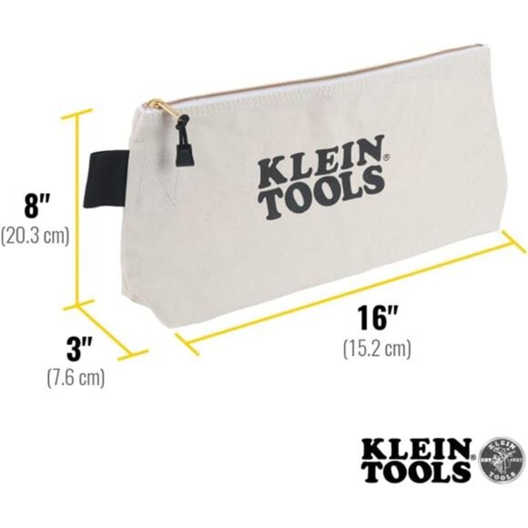 Tools Zipper Bag, Canvas Tool Pouch with Heavy Duty Brass Zipper Close - Picture 3 of 14